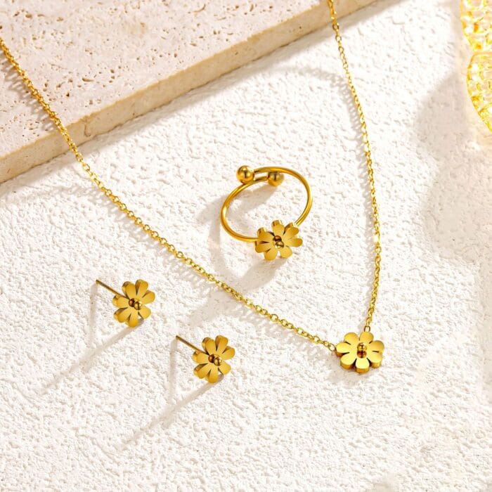 Flower four-leaf clover necklace set ,InPack Mart